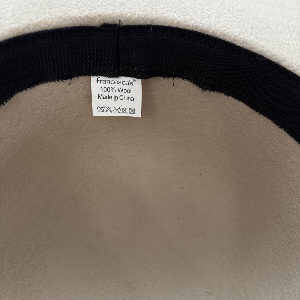100% Wool Francesca's Wide Brim Floppy Sun Hat Braided Band Boho Cottagecore - Picture 5 of 7